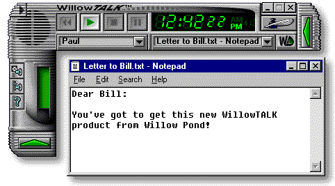 Willowtalk view screen for text-to-speech application